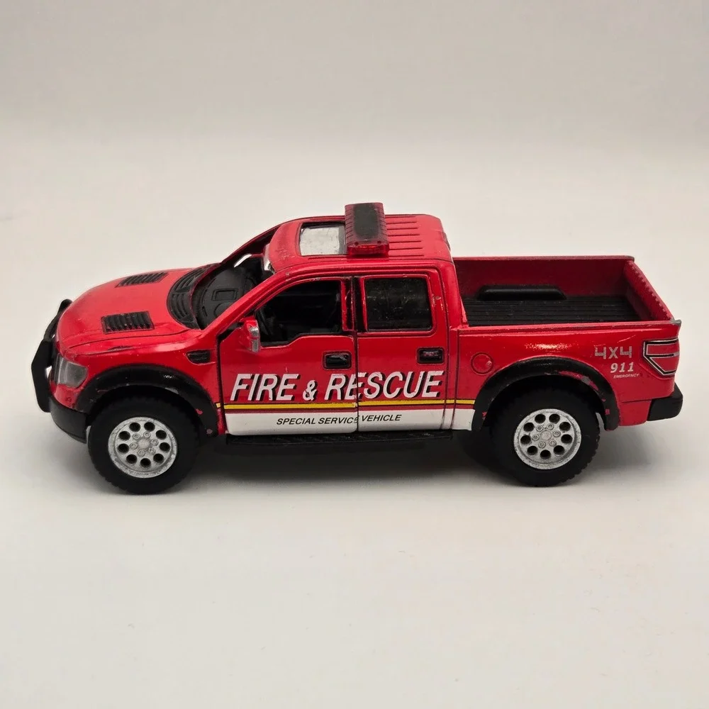 Kinsmart Kids Ford F-150 SVT Raptor Fire Rescue Truck Diecast Toy